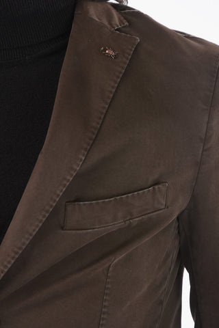 Unlined Cotton Suit with Sewn Side Vents and Welt Pocket