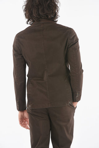 Unlined Cotton Suit with Sewn Side Vents and Welt Pocket