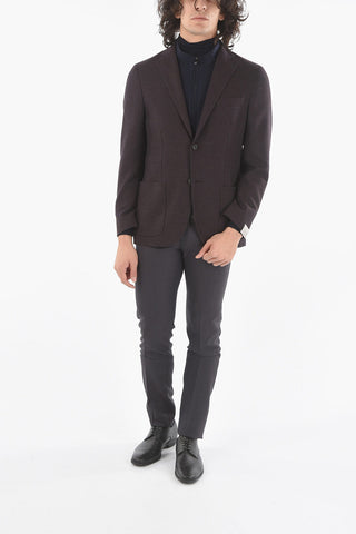 Single Breasted Wool Blazer With Removable Chest Piece