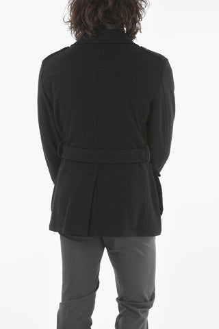 Short Half-Lined Coat with 4 Button Pockets and Belt