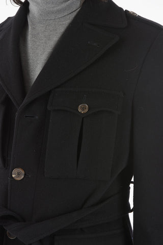 Short Half-Lined Coat with 4 Button Pockets and Belt