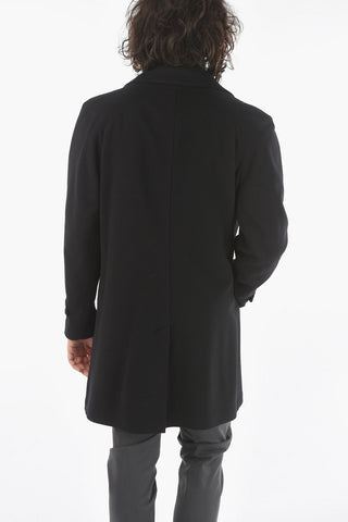 Cappotto in Lana Semifoderato con Tasca a Toppa e Spacco Posteriore