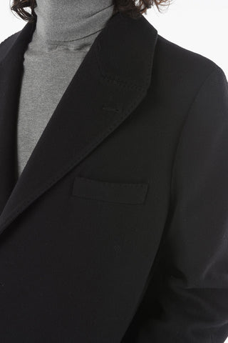 Cappotto in Lana Semifoderato con Tasca a Toppa e Spacco Posteriore
