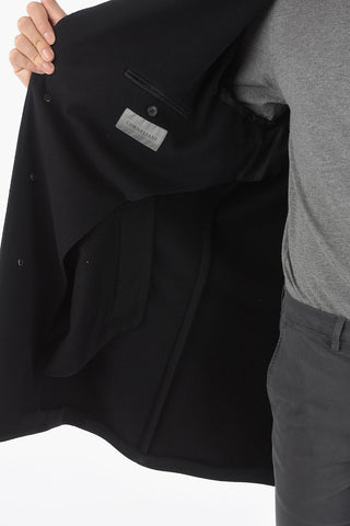 Cappotto in Lana Semifoderato con Tasca a Toppa e Spacco Posteriore