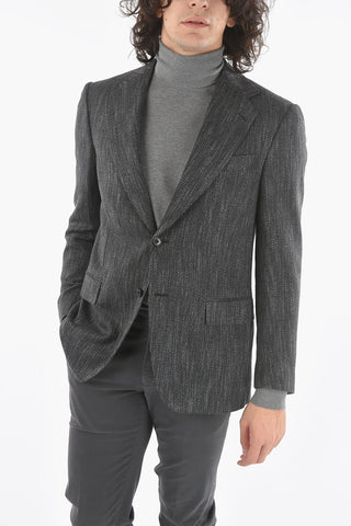 Lined Herringbone Blazer with Flap Pocket