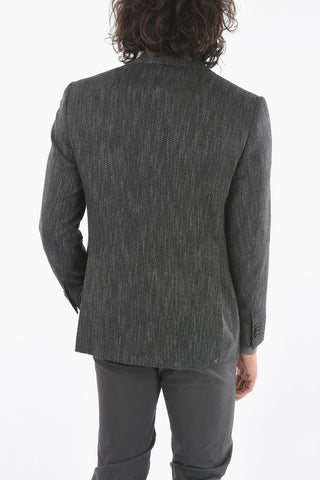 Lined Herringbone Blazer with Flap Pocket