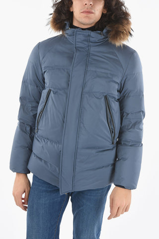 Real Down Waterproof Parka Jacket with Zip and Buttons