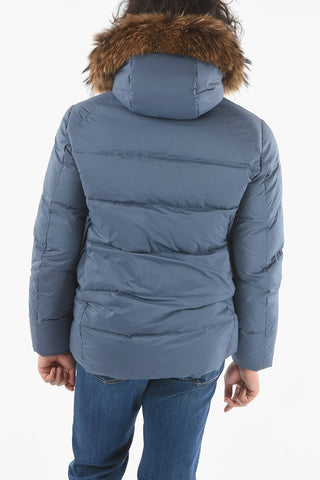 Real Down Waterproof Parka Jacket with Zip and Buttons