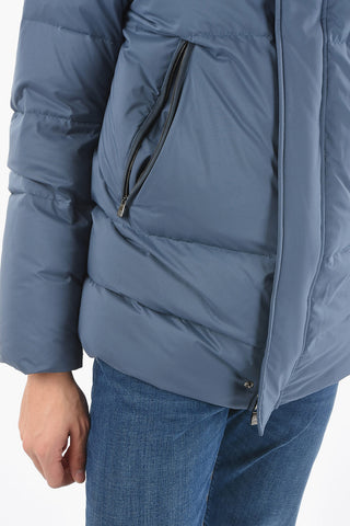 Real Down Waterproof Parka Jacket with Zip and Buttons