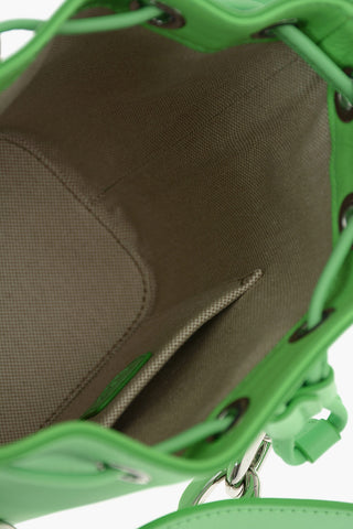 Drawstring Closure Leather Bucket Bag with Shoulder Strap