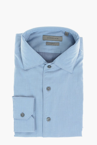 Camicia Slim Fit in Cotone con Collo Francese