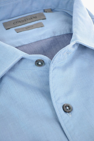 Camicia Slim Fit in Cotone con Collo Francese