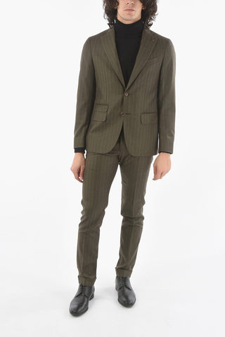 CC COLLECTION RETAILORED Lined Pinstripes Suit with Flap Pocket