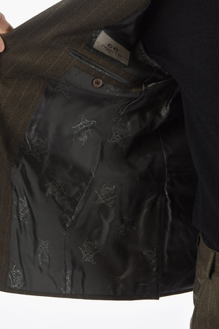 CC COLLECTION RETAILORED Lined Pinstripes Suit with Flap Pocket