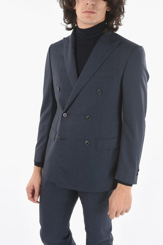 Lined Double-Breasted Pinstripes Suit with Flap Pocket