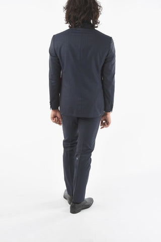 Lined Double-Breasted Pinstripes Suit with Flap Pocket