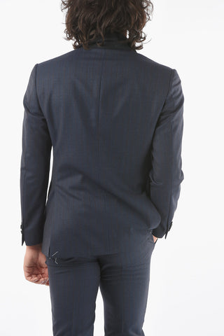 Lined Double-Breasted Pinstripes Suit with Flap Pocket