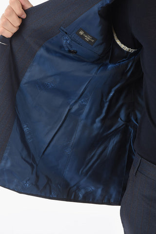 Lined Double-Breasted Pinstripes Suit with Flap Pocket