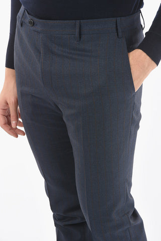 Lined Double-Breasted Pinstripes Suit with Flap Pocket
