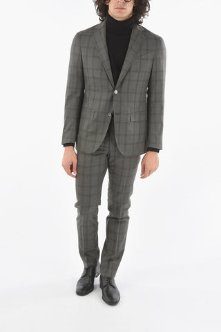 Abito Foderato GATE con Motivo Windowpane Check e Tasche ad Aletta
