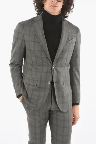 Abito Foderato GATE con Motivo Windowpane Check e Tasche ad Aletta