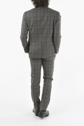 Abito Foderato GATE con Motivo Windowpane Check e Tasche ad Aletta