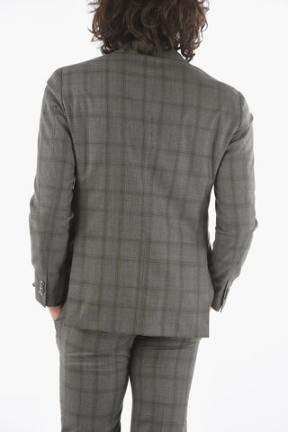 Abito Foderato GATE con Motivo Windowpane Check e Tasche ad Aletta