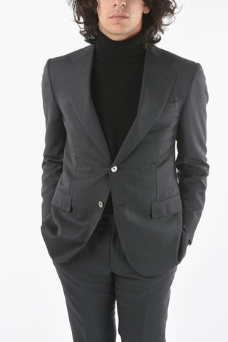 LEADER Lined Pinstripes Suit with Flap Pocket