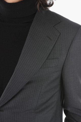 LEADER Lined Pinstripes Suit with Flap Pocket
