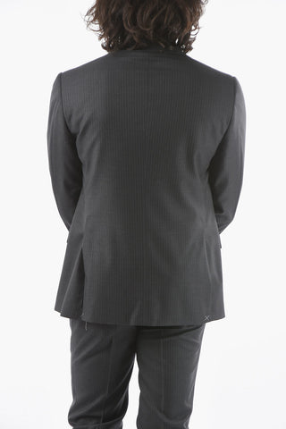 LEADER Lined Pinstripes Suit with Flap Pocket