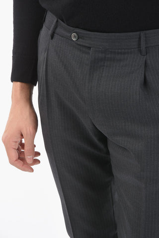 LEADER Lined Pinstripes Suit with Flap Pocket