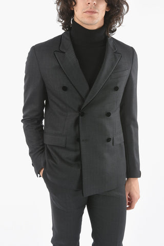 Double-breasted CERIMONIA Houndstooth Motif Suit with Peak Lapel