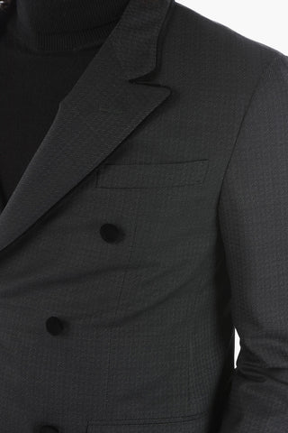 Double-breasted CERIMONIA Houndstooth Motif Suit with Peak Lapel