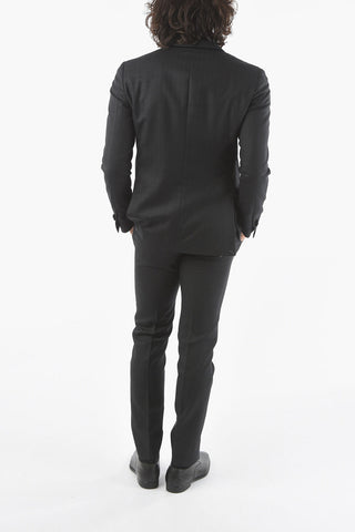 Double-breasted CERIMONIA Houndstooth Motif Suit with Peak Lapel