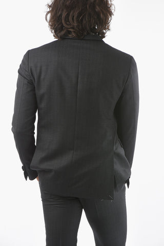 Double-breasted CERIMONIA Houndstooth Motif Suit with Peak Lapel