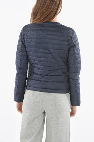 Solid Color Lightweight Down Jacket with Silver Zip Closure