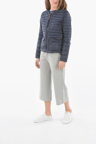 Solid Color Lightweight Down Jacket with Silver Zip Closure