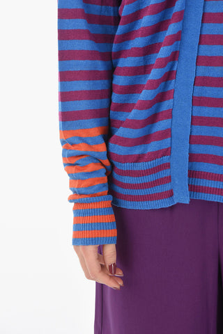 Linen Striped Open-Front Cardigan