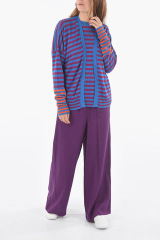 Linen Striped Open-Front Cardigan