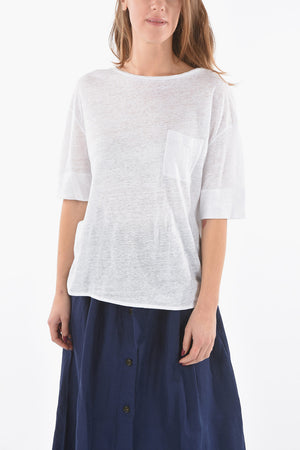 Linen Crewneck T-Shirt SLUB with Pocket