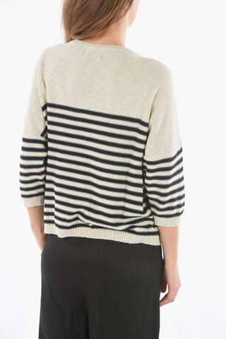 Oversize Striped Sweater with 3/4 Sleeve