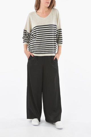 Oversize Striped Sweater with 3/4 Sleeve