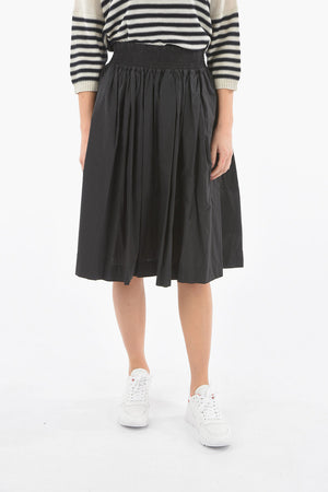 Gonna Svasata in Popeline di Cotone con Elastico in Vita