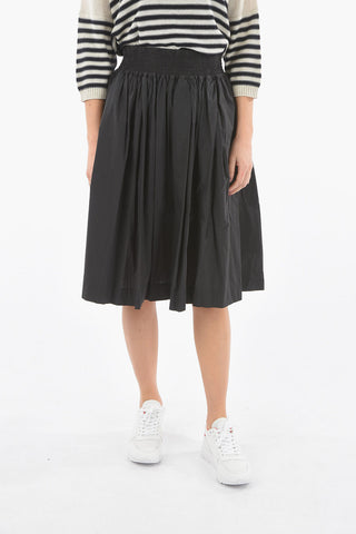 Gonna Svasata in Popeline di Cotone con Elastico in Vita