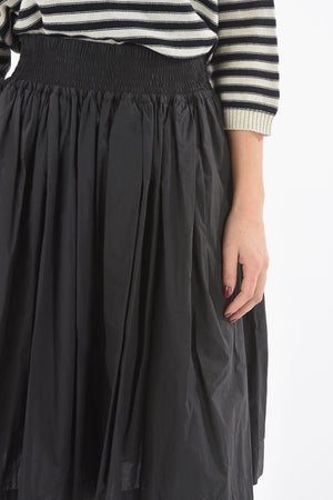 Gonna Svasata in Popeline di Cotone con Elastico in Vita