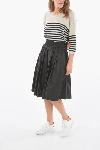 Gonna Svasata in Popeline di Cotone con Elastico in Vita