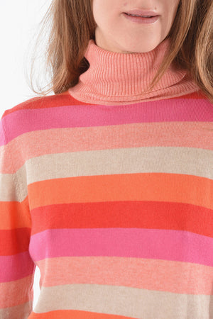 Cotton And Cashmere Striped High-Neck Sweater Roman