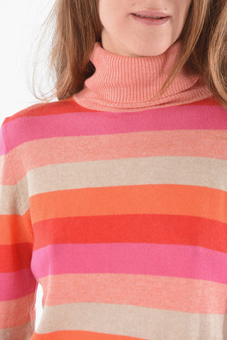 Cotton And Cashmere Striped High-Neck Sweater Roman