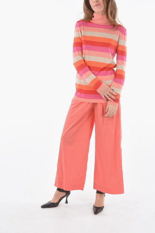 Cotton And Cashmere Striped High-Neck Sweater Roman