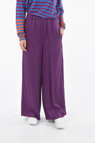 High-Waist Twill FLUID Palazzo Pants